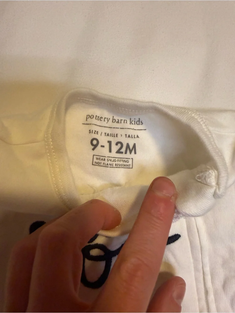 Pottery Barn Kids White Footed Pajamas with Navy 